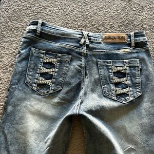 Platinum, plush, cut out jeans